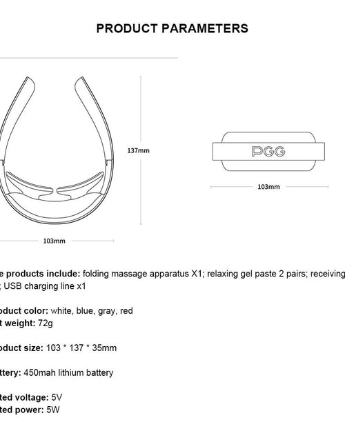 Load image into Gallery viewer, PGG Folding Portable Neck Massager 5 Modes Massage Pulse Infrared
